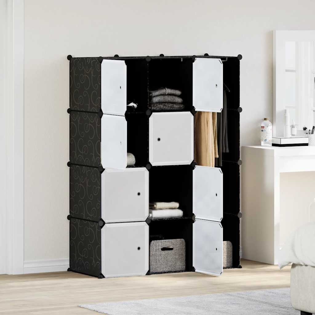 vidaXL Modularer Schrank mit 9 Fächern 109x36,5x143cm Schwarz und Weiß
