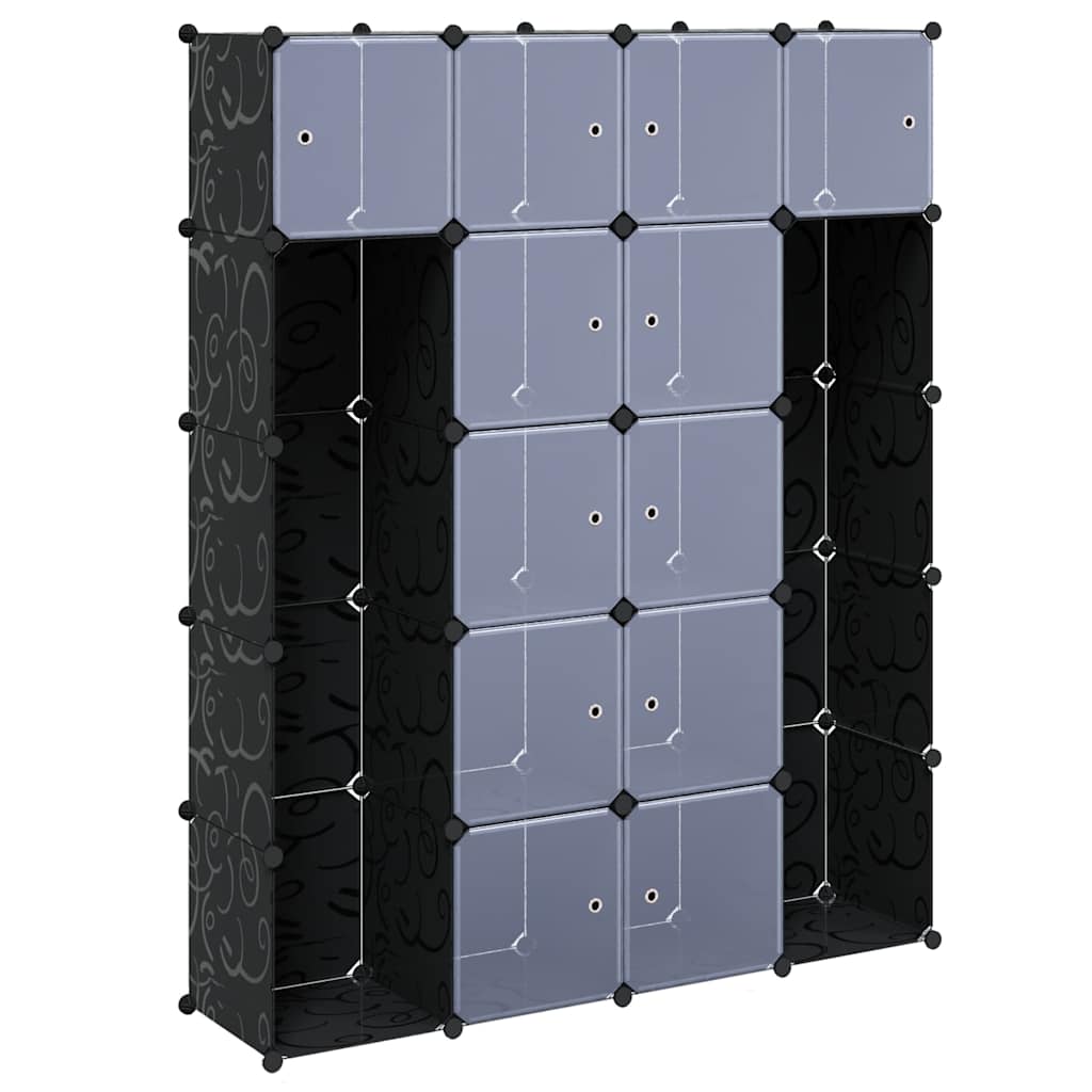 vidaXL Modularer Schrank mit 14 Fächern schwarz/weiß 37x146x180,5cm