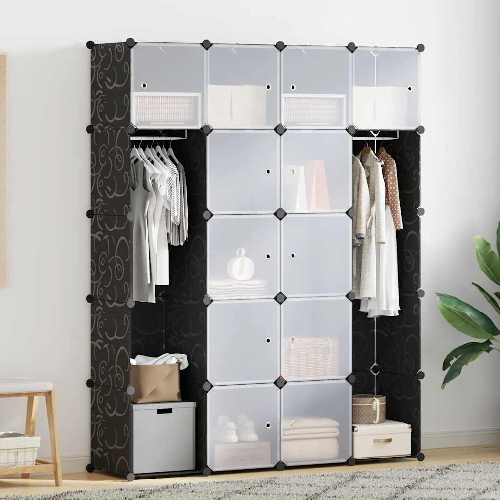 vidaXL Modularer Schrank mit 14 Fächern schwarz/weiß 37x146x180,5cm