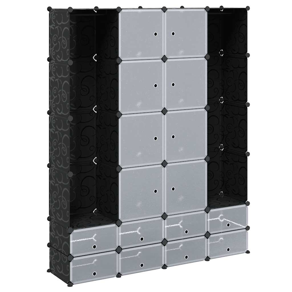 vidaXL Modularer Schrank mit 18 Fächern schwarz/weiß 37x146x180,5cm