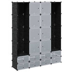 vidaXL Modularer Schrank mit 18 Fächern schwarz/weiß 37x146x180,5cm