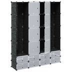 vidaXL Modularer Schrank mit 18 Fächern schwarz/weiß 37x146x180,5cm