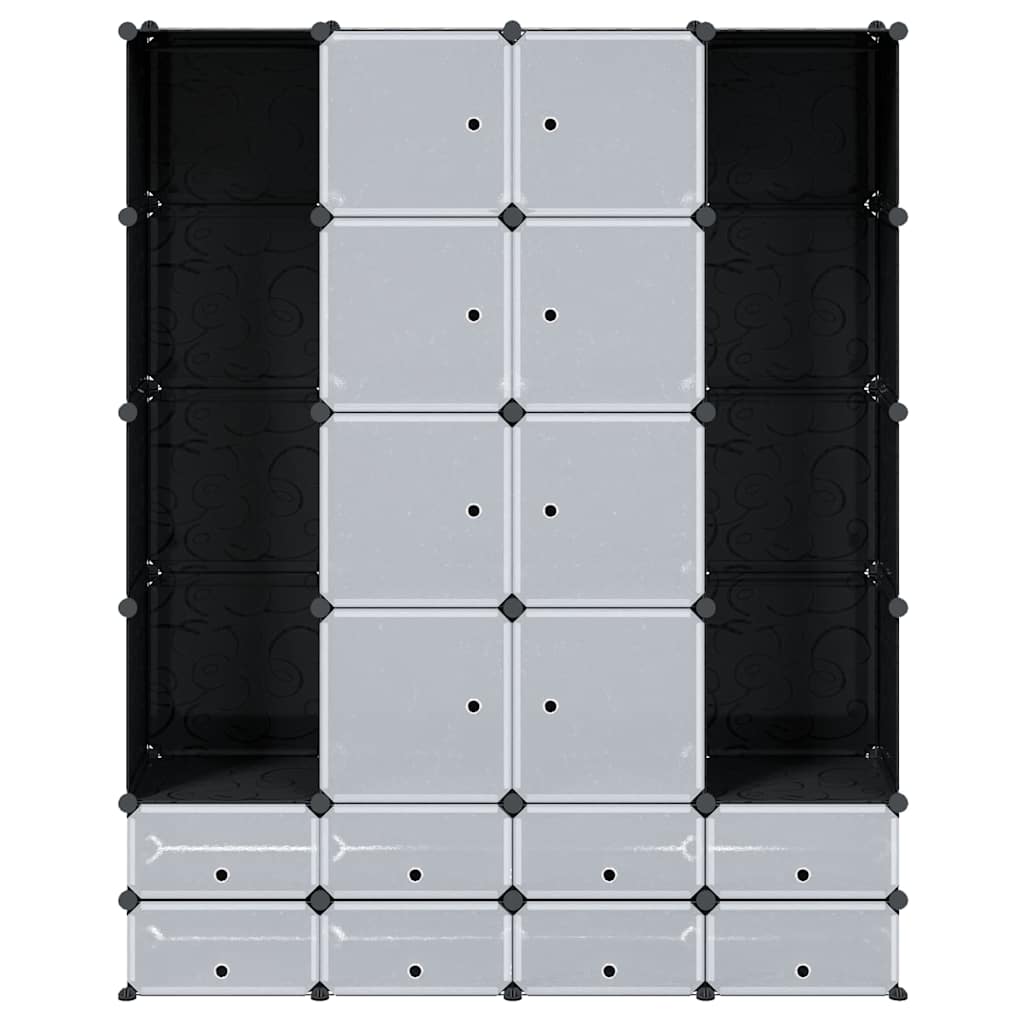 vidaXL Modularer Schrank mit 18 Fächern schwarz/weiß 37x146x180,5cm