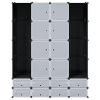 vidaXL Modularer Schrank mit 18 Fächern schwarz/weiß 37x146x180,5cm
