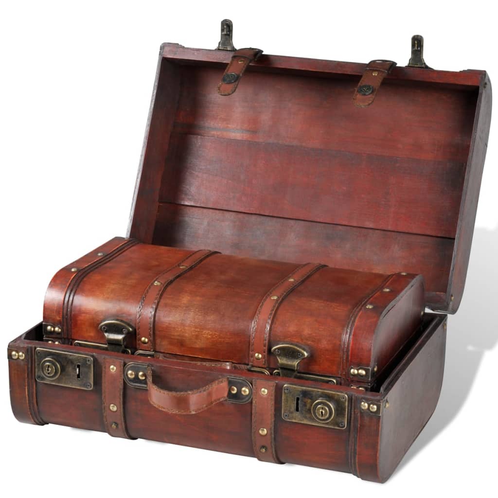 vidaXL Dekokoffer aus Holz 2 Stk. Retro-Stil Braun