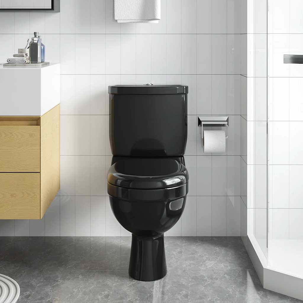 vidaXL Toilette mit Spülkasten Schwarz