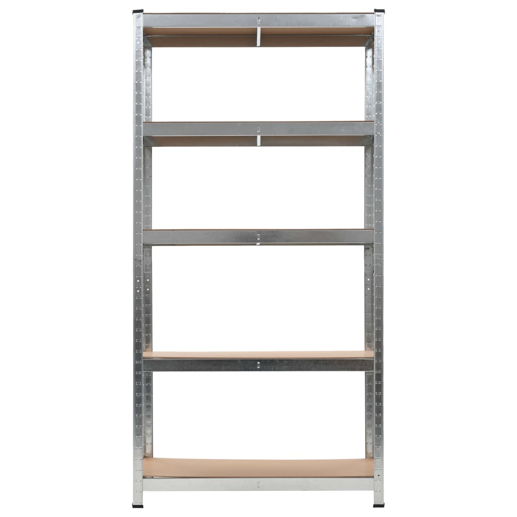 vidaXL Lagerregal mit 5 Böden Silbern Stahl & Holzwerkstoff