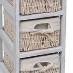 vidaXL Holz-Schränkchen mit 3 Flechtkörben Weiß