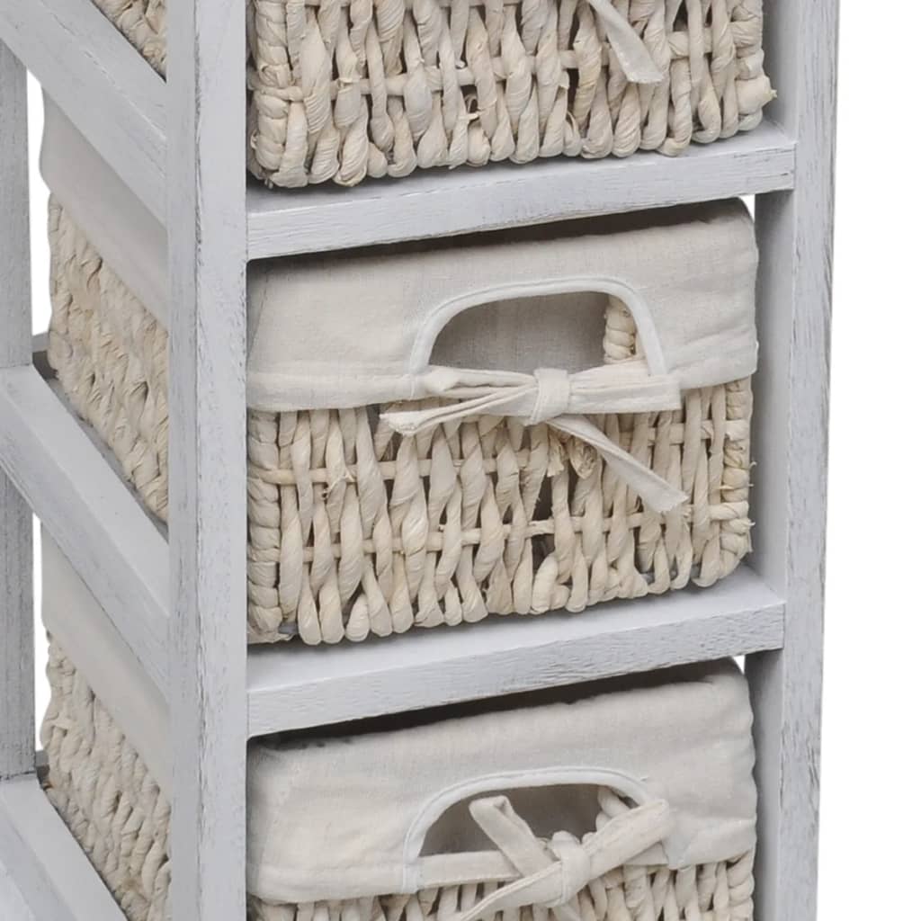 vidaXL Holz-Schränkchen mit 3 Flechtkörben Weiß