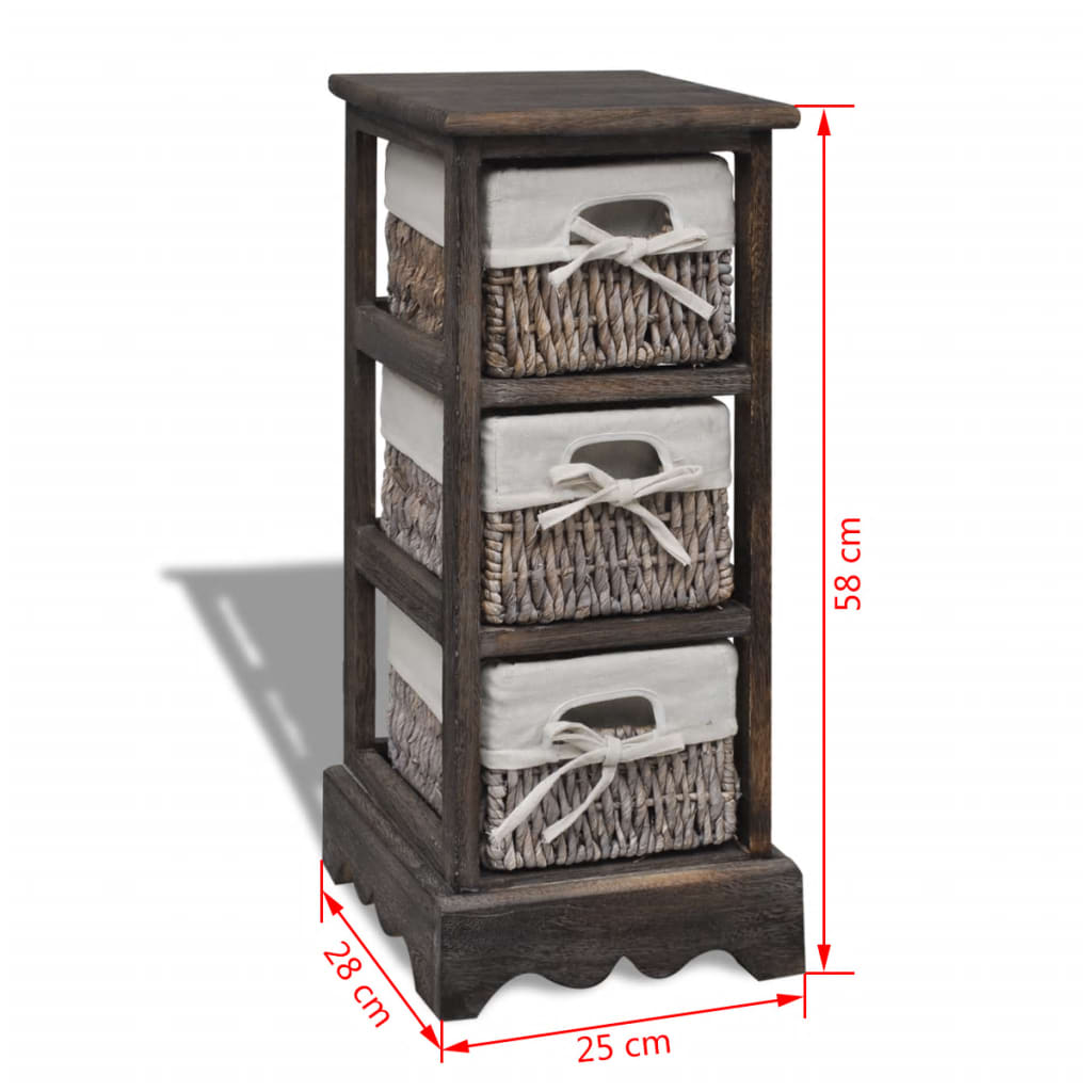 vidaXL Korbregal Holz mit 3 Körben Braun