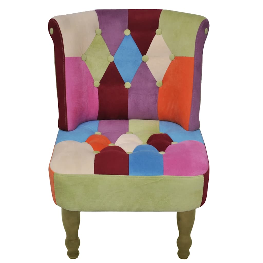 vidaXL Französischer Stuhl mit Patchwork-Design Stoff