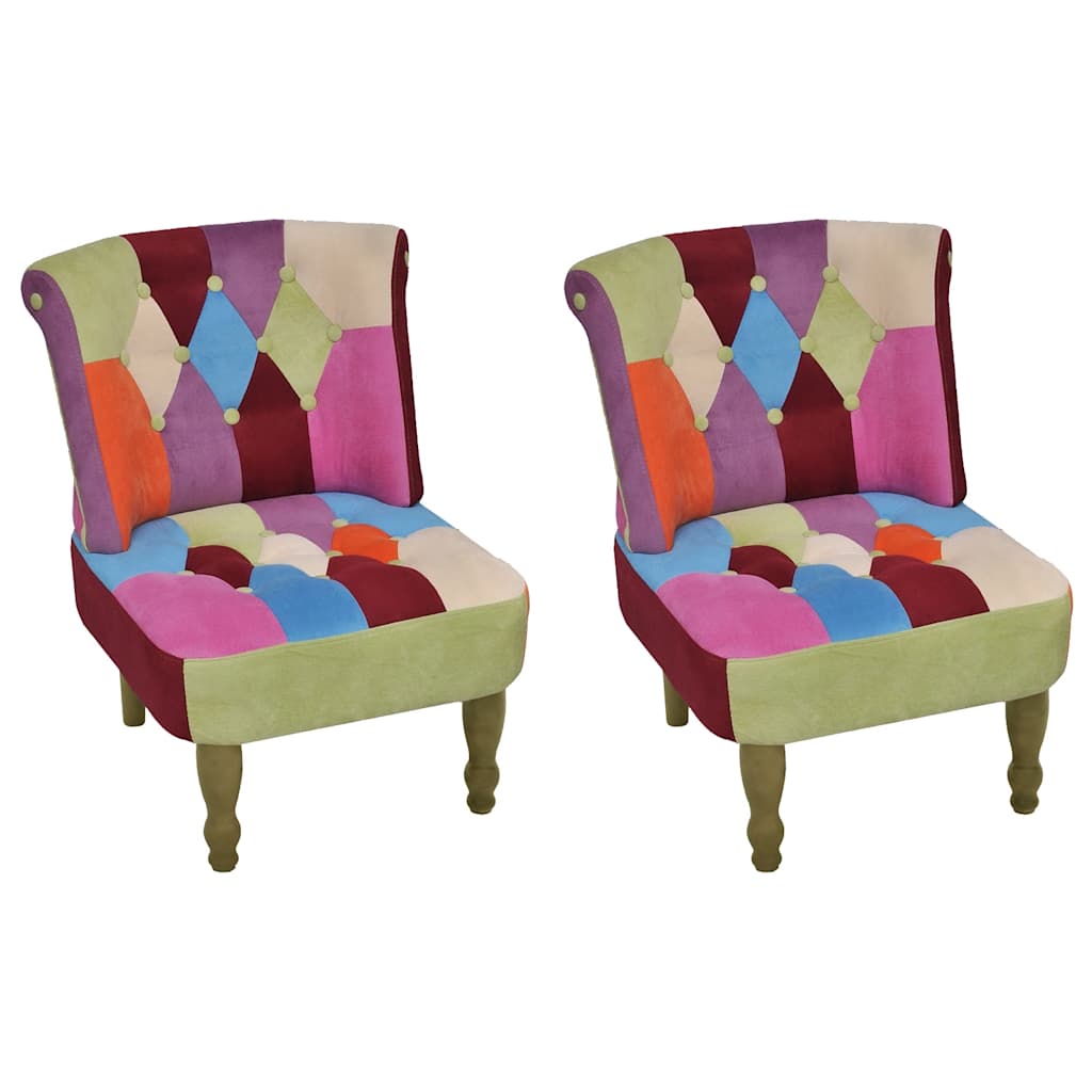 vidaXL Französische Stühle 2 Stk. Patchwork-Design Stoff