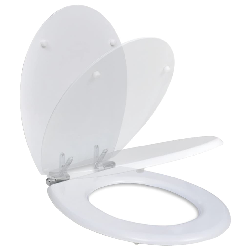vidaXL Toilettensitz MDF Deckel mit Absenkautomatik Design Weiß