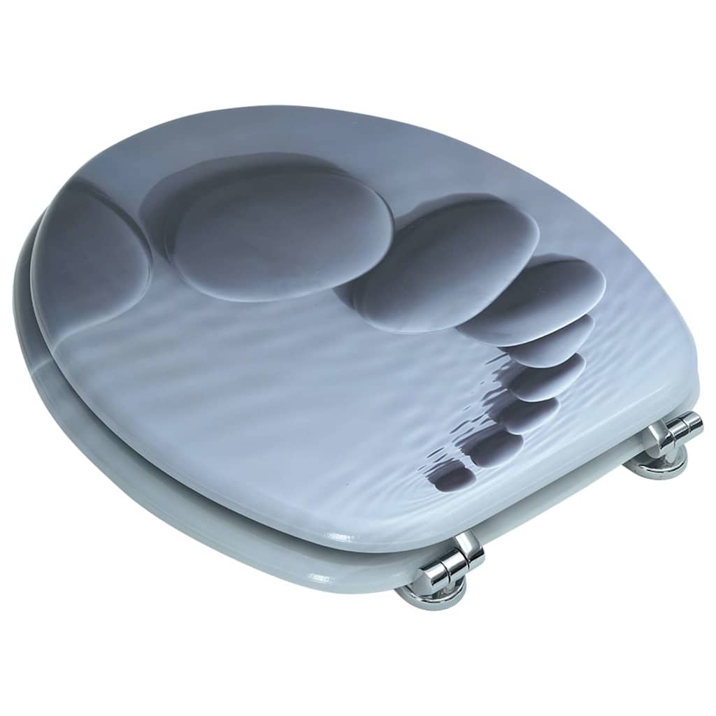 vidaXL Toilettensitz MDF Deckel Steine