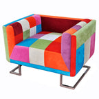 vidaXL Würfel-Sessel mit Verchromten Beinen Patchwork-Design Stoff