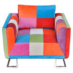 vidaXL Würfel-Sessel mit Verchromten Beinen Patchwork-Design Stoff