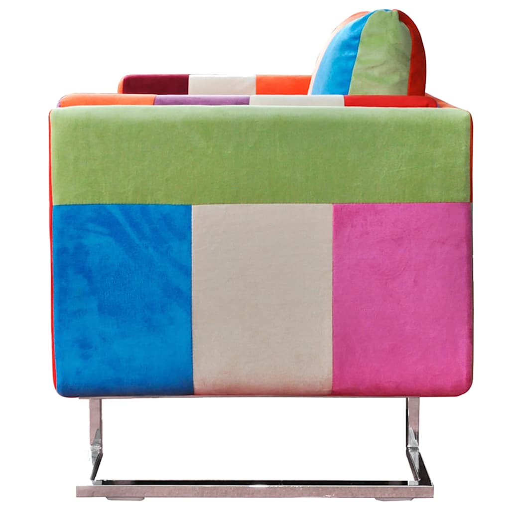 vidaXL Würfel-Sessel mit Verchromten Beinen Patchwork-Design Stoff