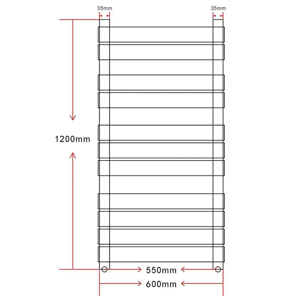 vidaXL Handtuchheizkörper Gerade 600x1200 mm