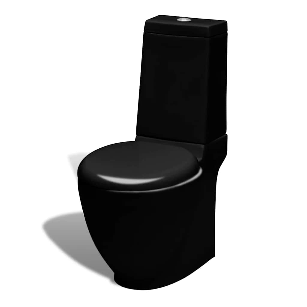 vidaXL Stand-WC & Bidet Set Schwarz Keramik