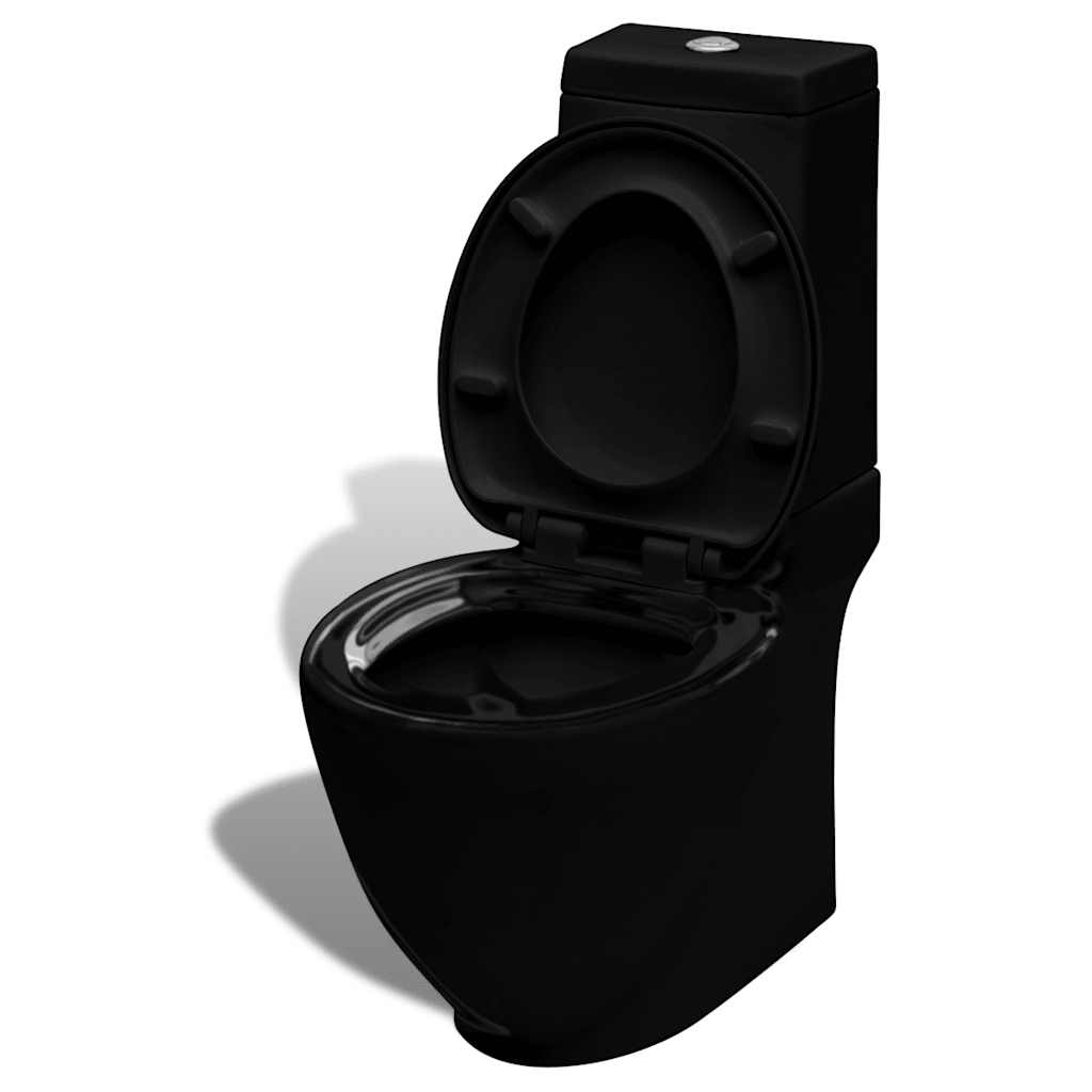 vidaXL Stand-WC & Bidet Set Schwarz Keramik