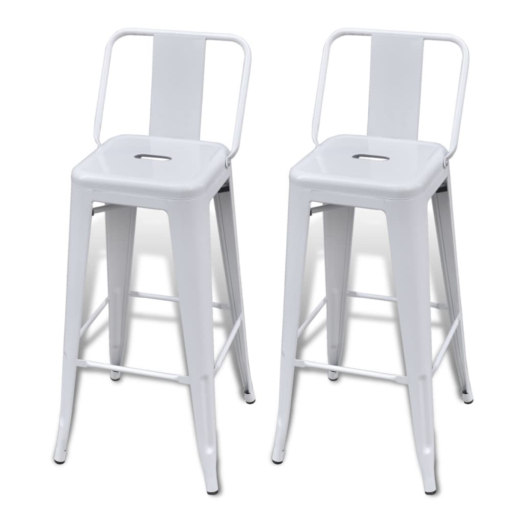 vidaXL Barhocker 2 Stk. Weiß Stahl