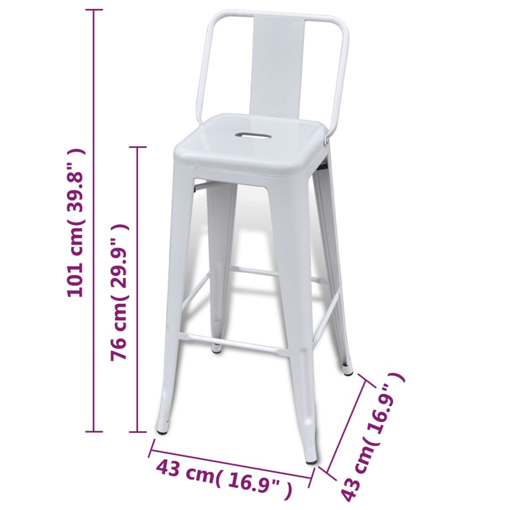 vidaXL Barhocker 2 Stk. Weiß Stahl