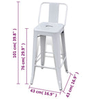 vidaXL Barhocker 2 Stk. Weiß Stahl