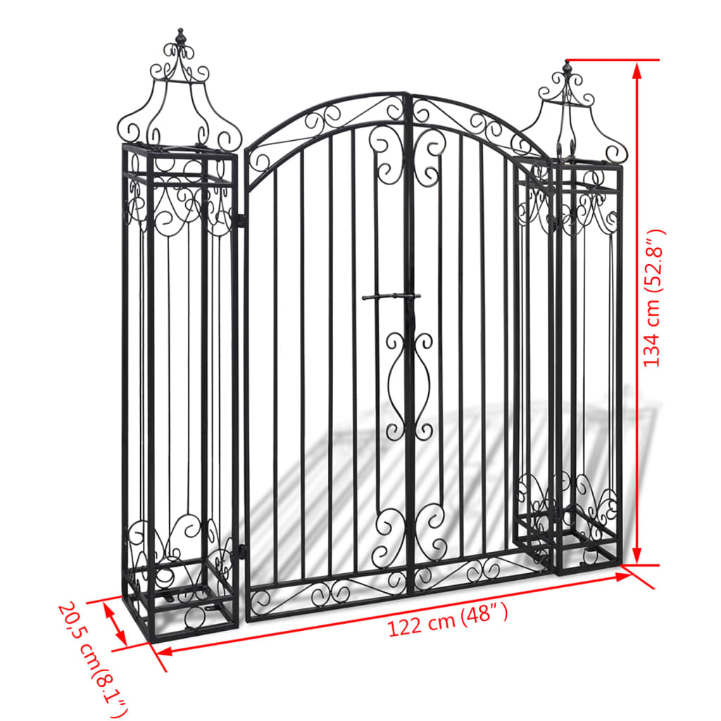 vidaXL Zierendes Gartentor Schmiedeeisen 122×20,5×134 cm