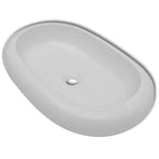 Keramik Waschtisch Waschbecken Oval Weiß 63 x 42 cm