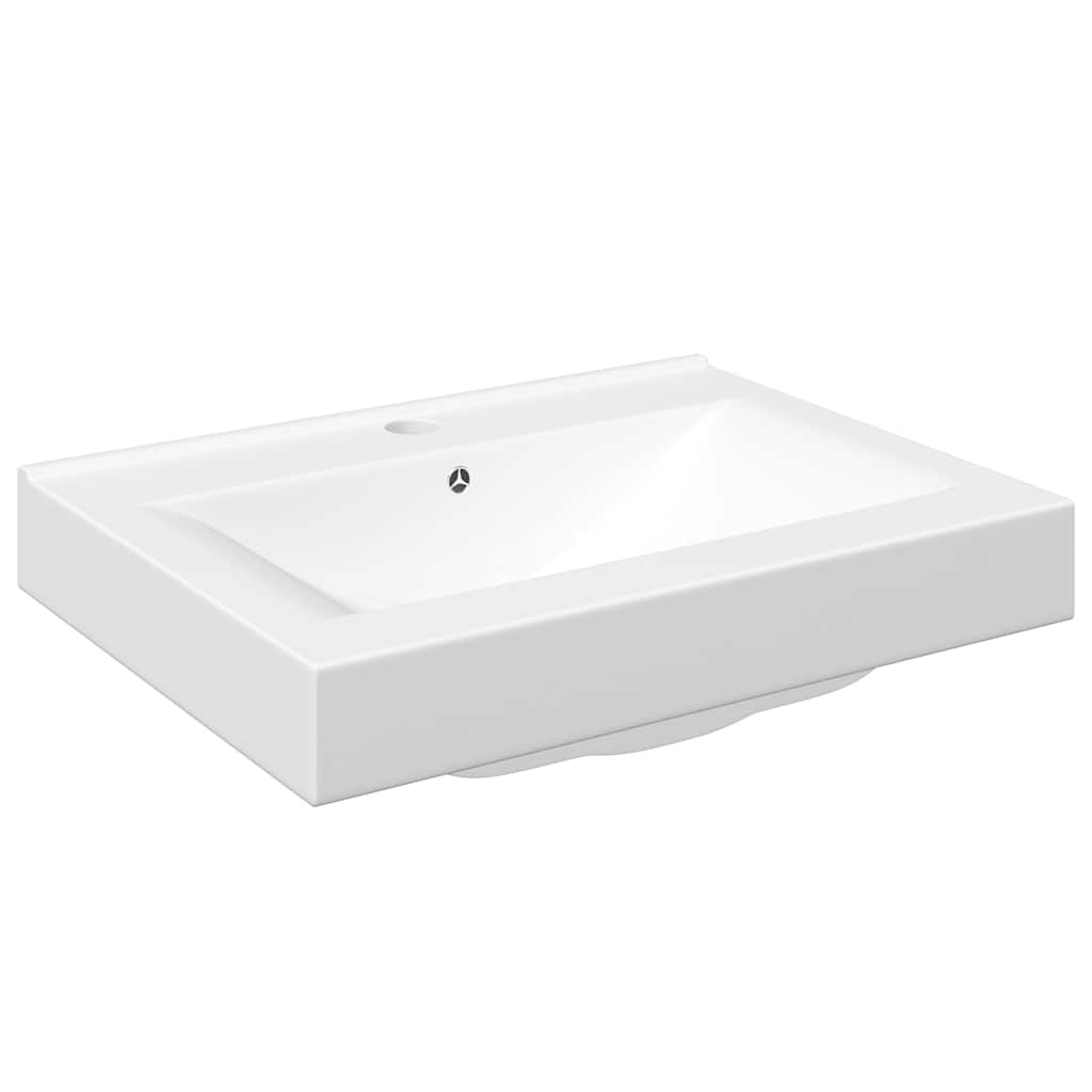 vidaXL Luxus-Waschbecken Keramik Rechteckig Weiß mit Hahnloch 60x46 cm