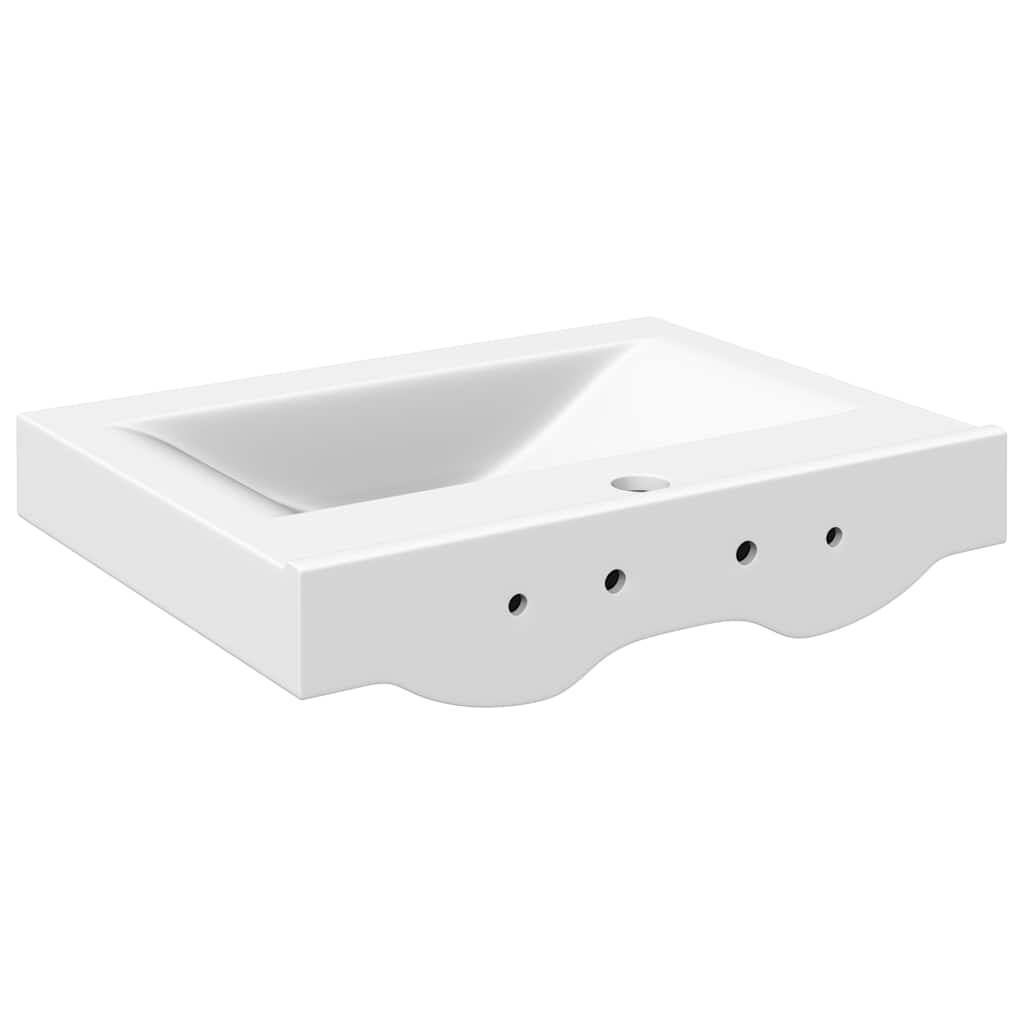 vidaXL Luxus-Waschbecken Keramik Rechteckig Weiß mit Hahnloch 60x46 cm
