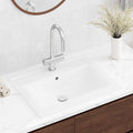 vidaXL Luxus-Waschbecken Keramik Rechteckig Weiß mit Hahnloch 60x46 cm