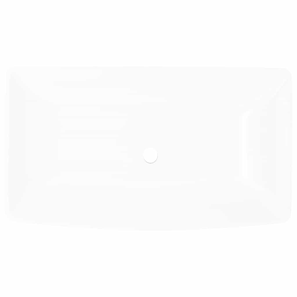 Keramik Waschtisch Waschbecken Rechteckig Weiß 71 x 39 cm