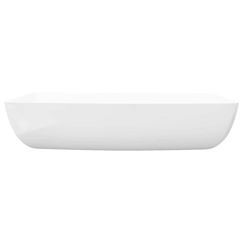 Keramik Waschtisch Waschbecken Rechteckig Weiß 71 x 39 cm