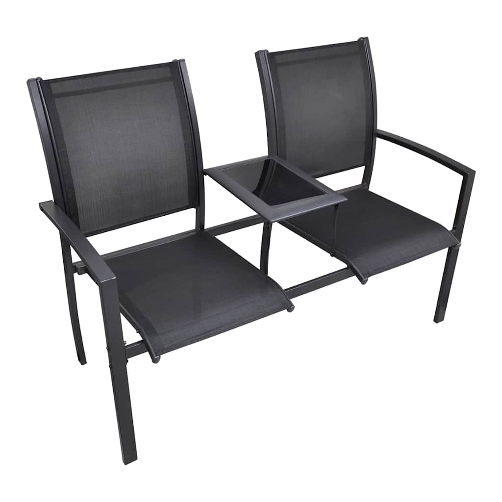 vidaXL 2-Sitzer-Gartenbank 131 cm Stahl und Textiline Schwarz