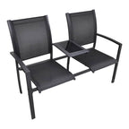 vidaXL 2-Sitzer-Gartenbank 131 cm Stahl und Textiline Schwarz
