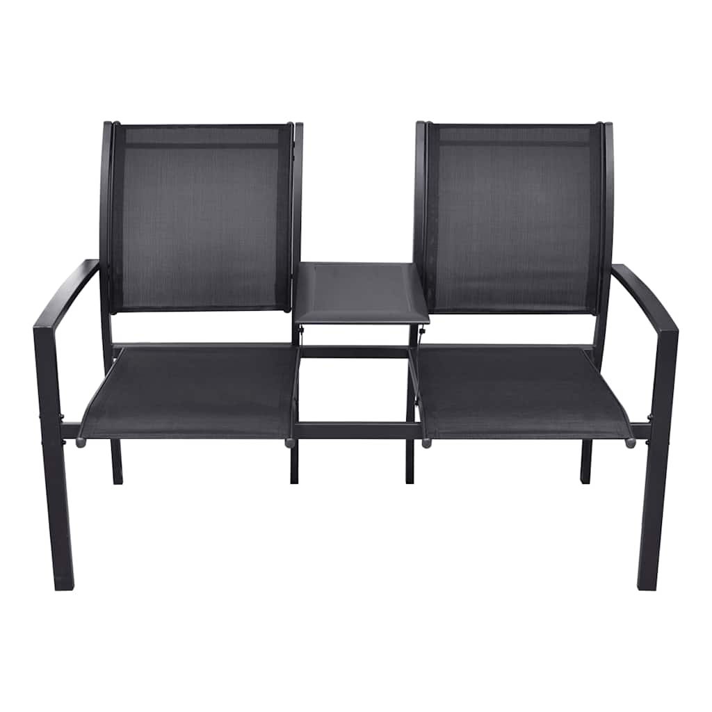 vidaXL 2-Sitzer-Gartenbank 131 cm Stahl und Textiline Schwarz