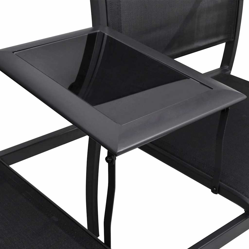 vidaXL 2-Sitzer-Gartenbank 131 cm Stahl und Textiline Schwarz