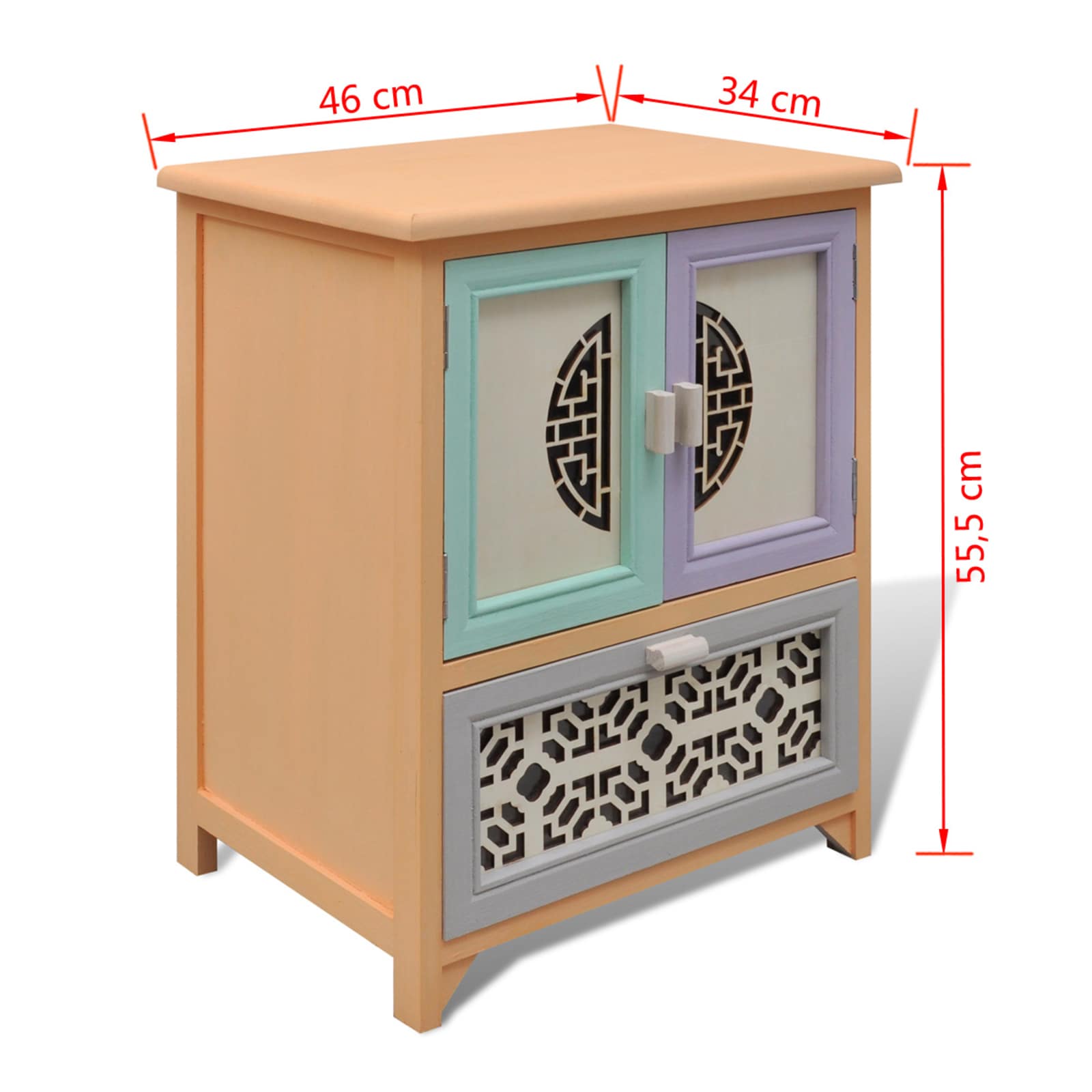 vidaXL Seitenschrank Mehrfarbig 46 x 34 x 55,5 cm Paulownia-Holz