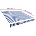 vidaXL Markisenbespannung Canvas Blau & Weiß 3 x 2,5 m (ohne Rahmen)