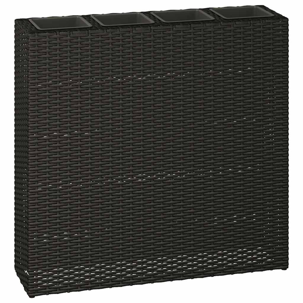 vidaXL Garten-Hochbeet mit 4 Töpfen Poly Rattan Schwarz