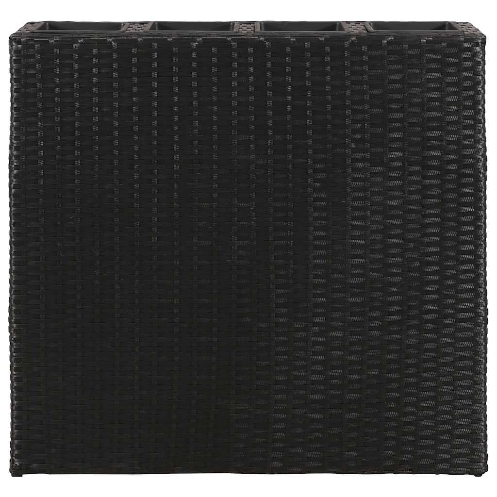 vidaXL Garten-Hochbeet mit 4 Töpfen Poly Rattan Schwarz