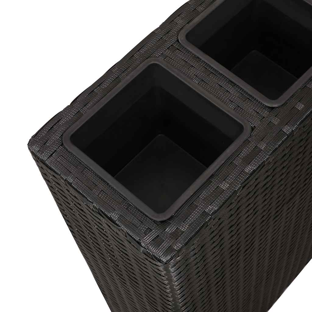 vidaXL Garten-Hochbeet mit 4 Töpfen Poly Rattan Schwarz