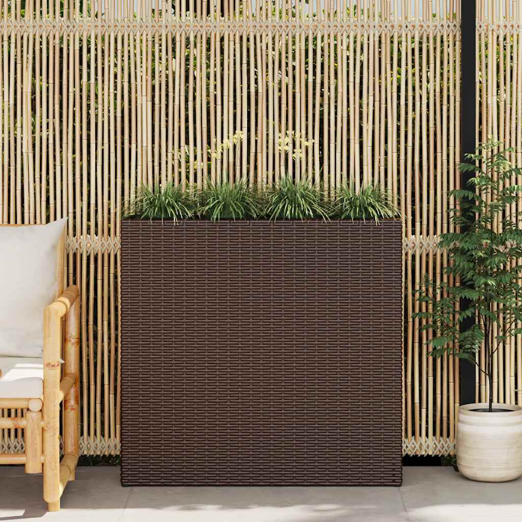 vidaXL Garten-Hochbeet mit 4 Töpfen Poly Rattan Schwarz