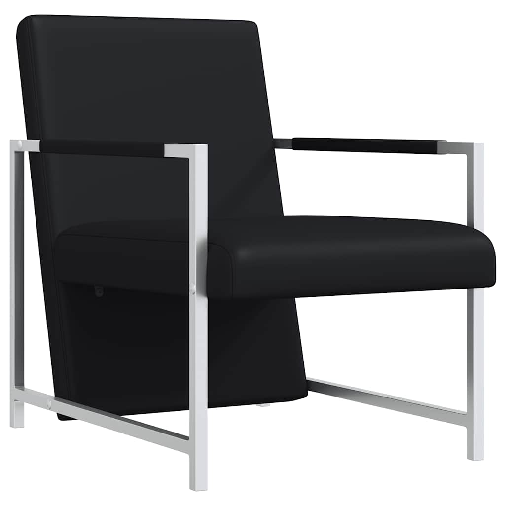 vidaXL Sessel mit Verchromten Beinen Schwarz Kunstleder