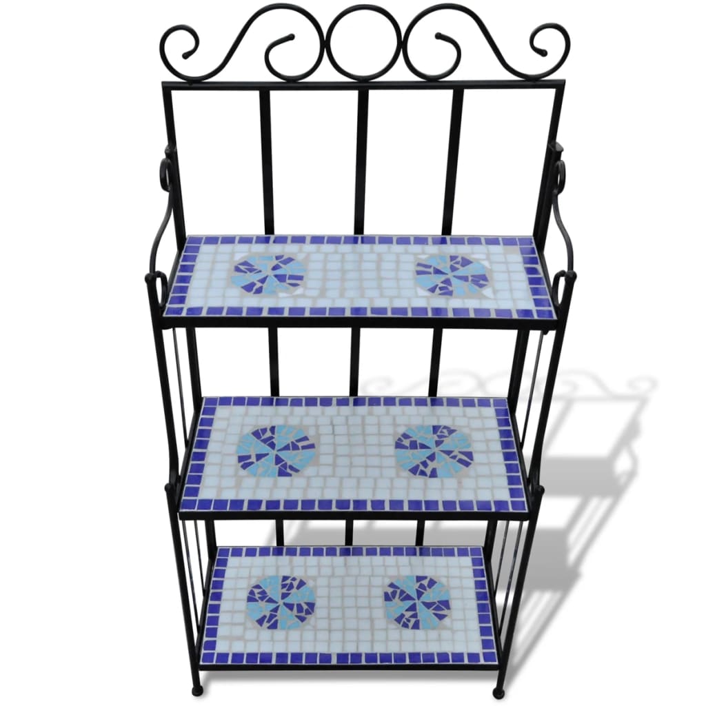 vidaXL Pflanzenständer Mosaik Blau und Weiß
