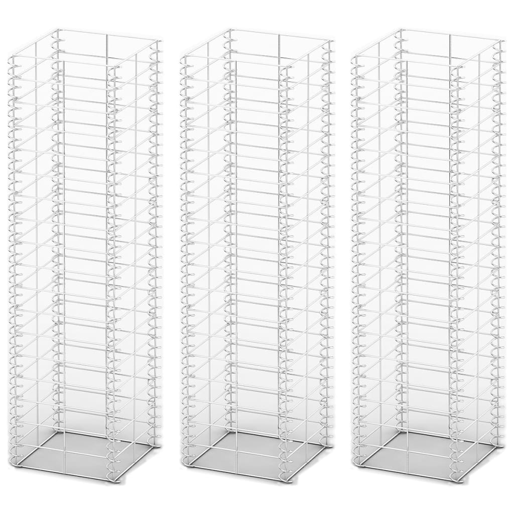 vidaXL Gabionen-Set 3-tlg. Verzinkter Draht 25×25×50 cm