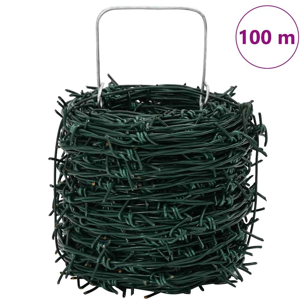 vidaXL Stacheldraht Grün 100 m
