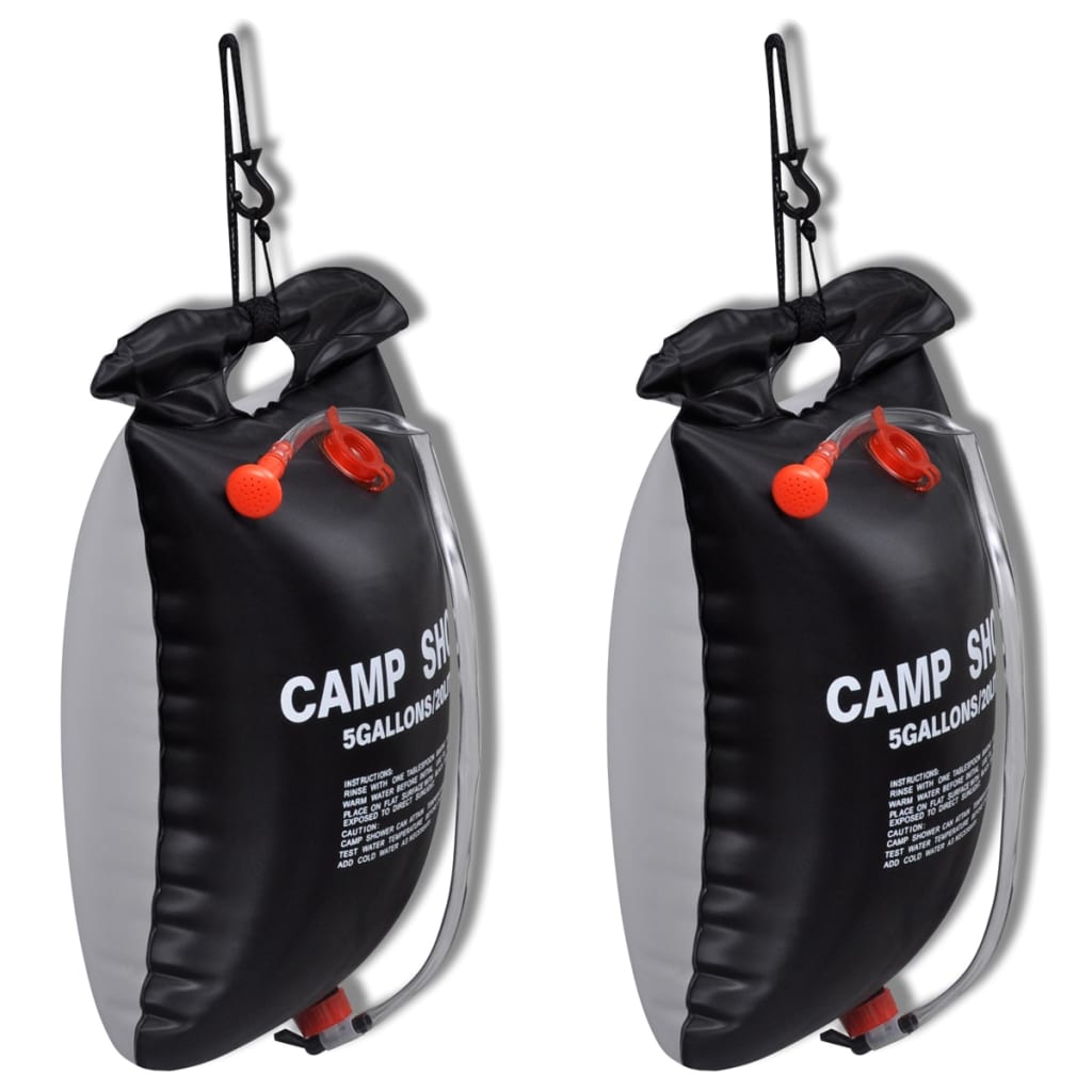 vidaXL Campingdusche 2 Stk. Solar 20 L
