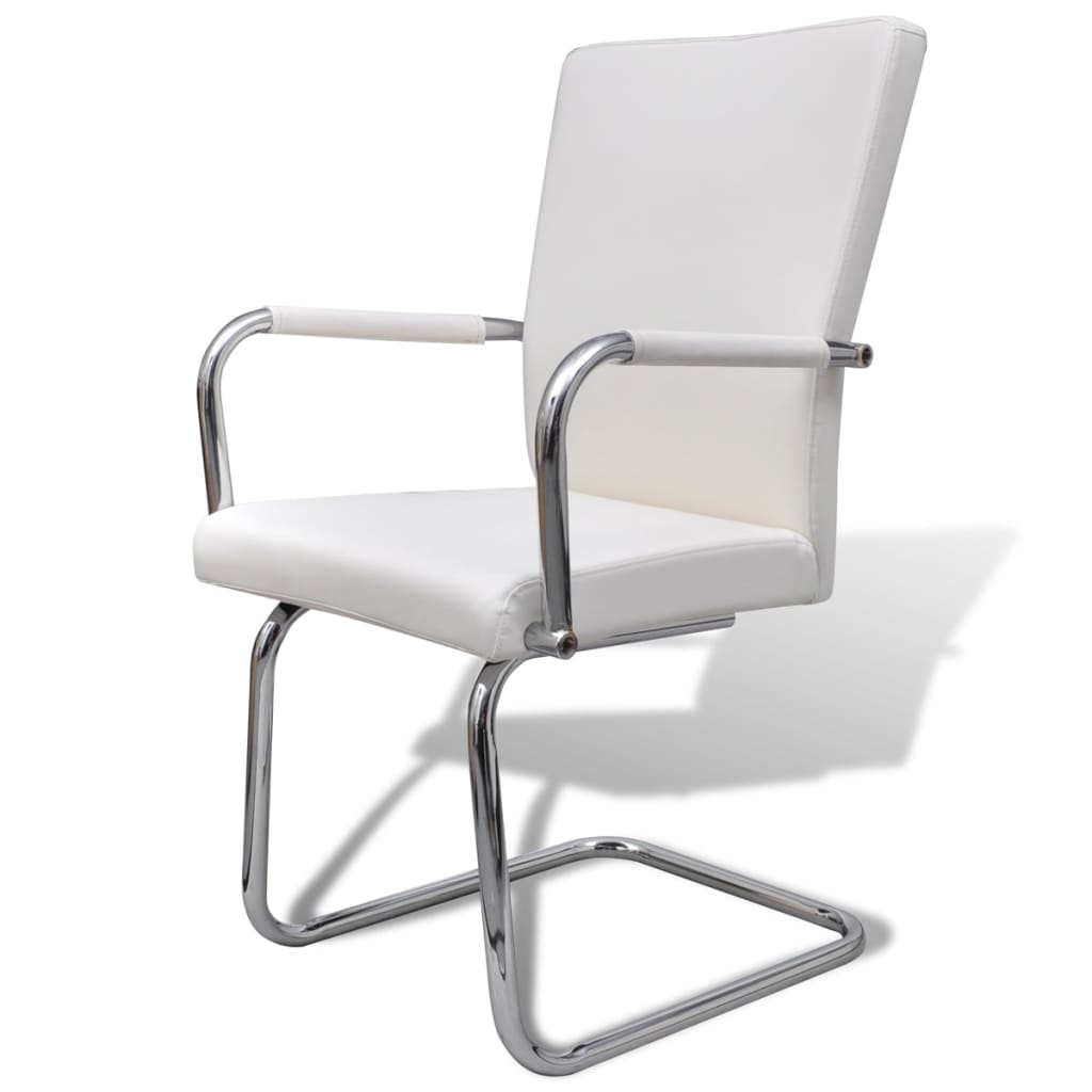 vidaXL Freischwinger 6 Stk. Weiß Kunstleder